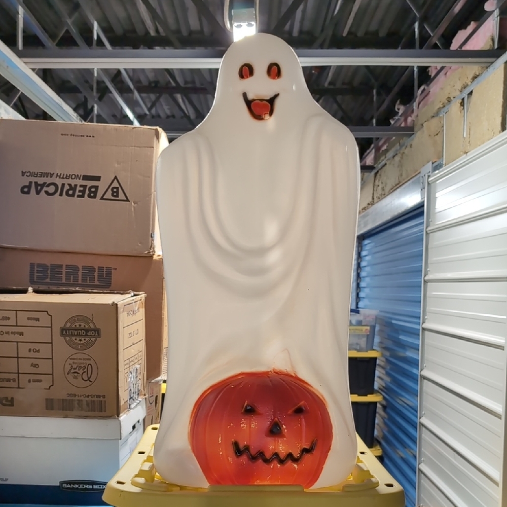 Rare Vintage 1989 TPI Halloween Ghost Pumpkin 34" Lighted Blow Mold